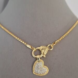 Multi diamonds Big Clasp heart necklace